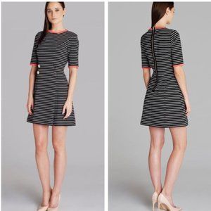 Like New Ted Baker Alexina B&W w Coral Contrast Knit Luxury Brand Chic Dress, 4